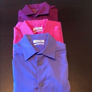 3 Calvin Klein slim fit dress shirts